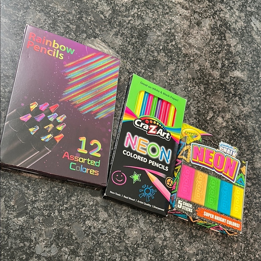 Rainbow Pencils & Neon Colored Pencils & Neon Sidewalk Chalk - Assorted Colors